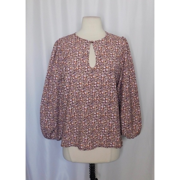 J. CREW Puff Sleeve Top Blouse Floral Flourish Crepe Cottagecore Prairie Small - Picture 3 of 11